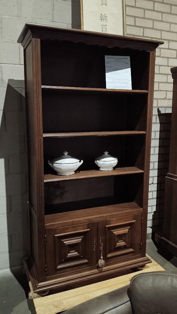 Donkere eiken boekenkast met onderkast 192 cm, Ophalen, Met plank(en), Gebruikt, Klassiek