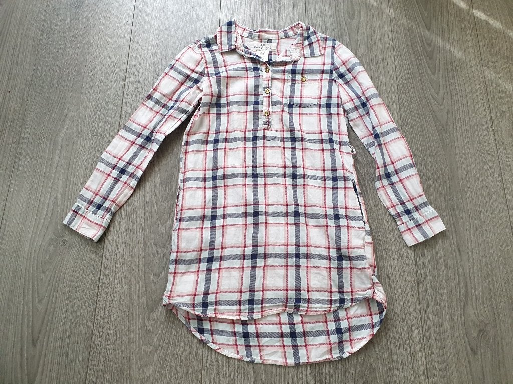H&M geruit overhemd jurkje maat 128 ~ TH2072, Kinderen en Baby's, Meisje, H&M, Ophalen of Verzenden, Zo goed als nieuw