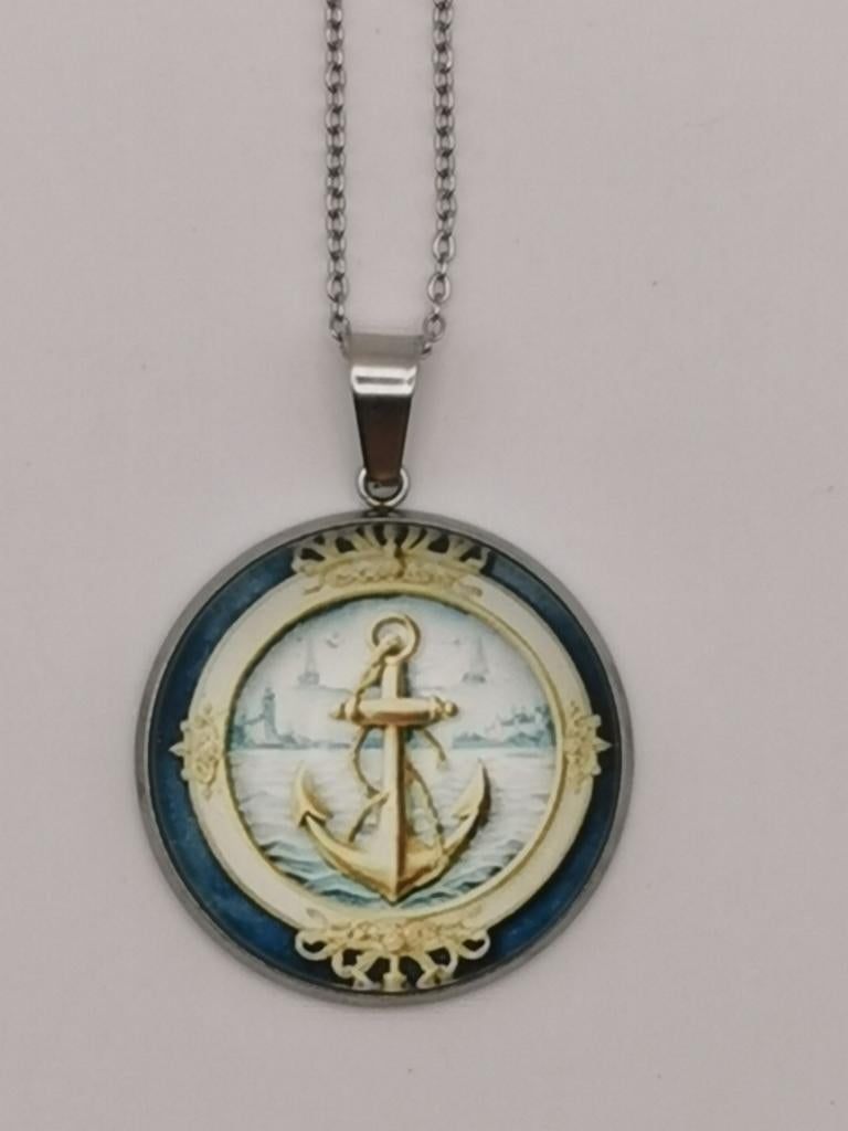 Hanger van glas met ketting, anker, Ophalen of Verzenden, Zo goed als nieuw, Goud