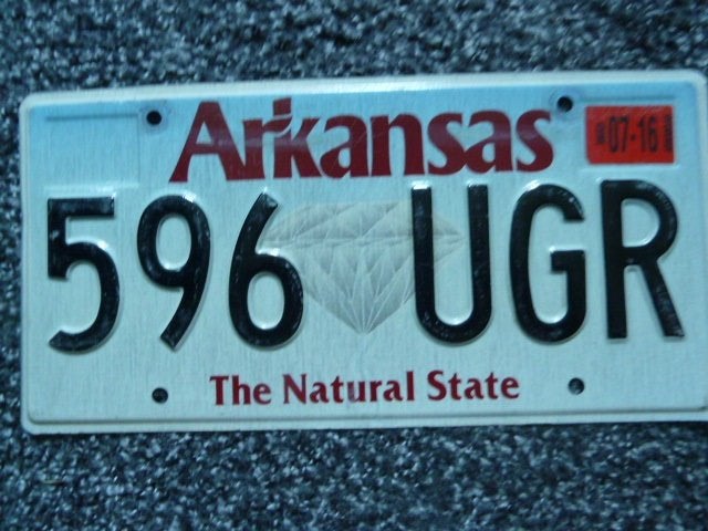 Kentekenplaat licenseplate Arkansas Natural State 1 USA, Verzamelen, Verzenden, Gebruikt, Auto's