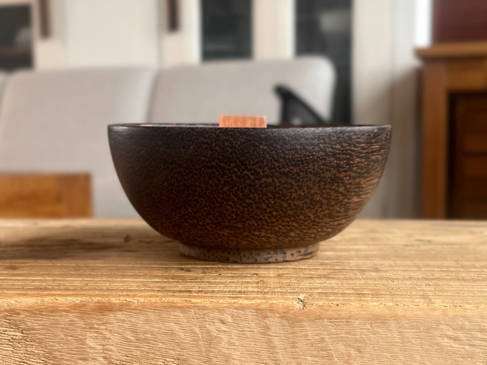 Kaars in vintage houten houder, Huis en Inrichting, Verzenden, Zo goed als nieuw
