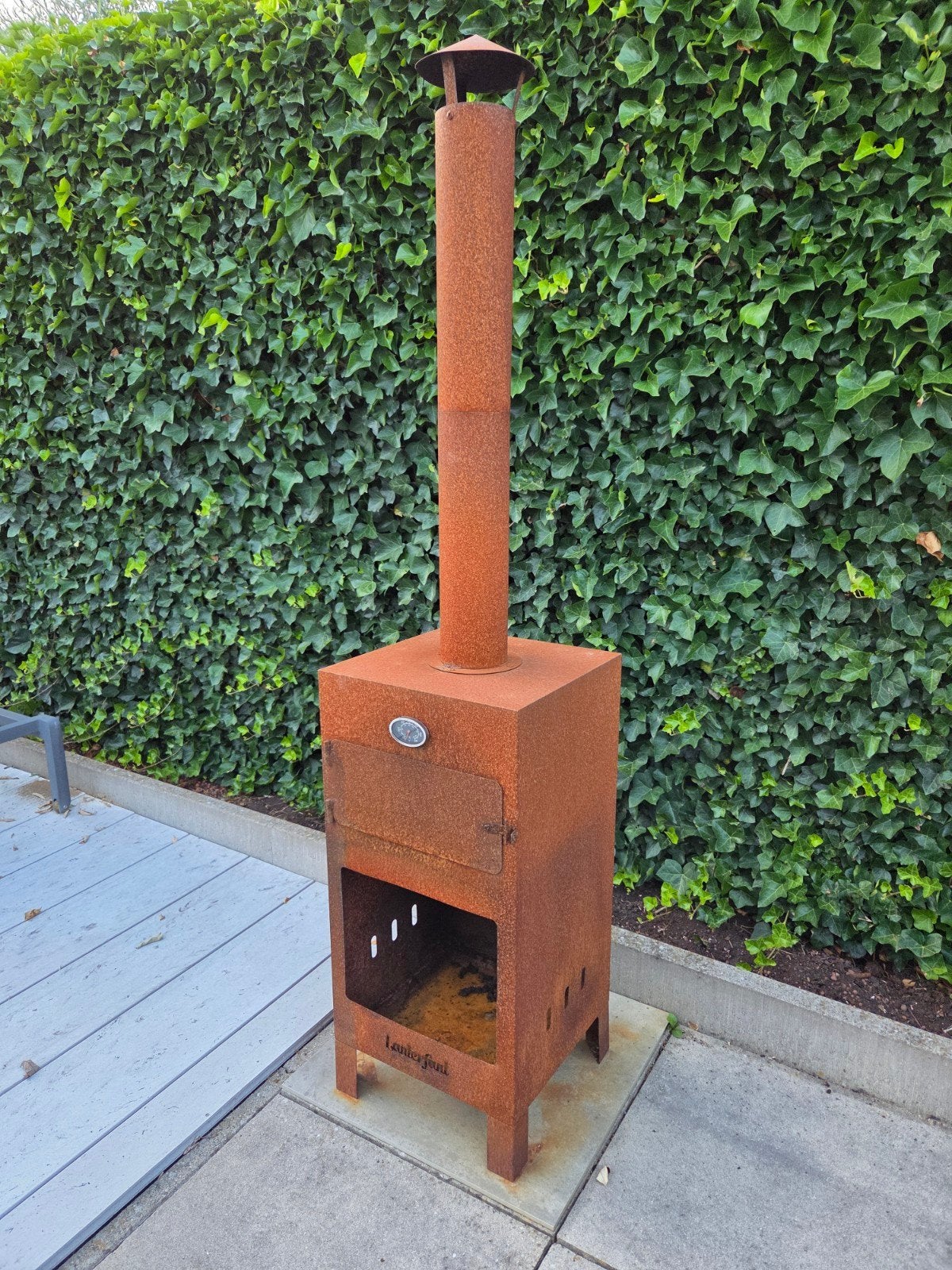 'LANTERFANT' cortenstaal buitenkachel met thermometer, Ophalen, Gebruikt, Vuurton