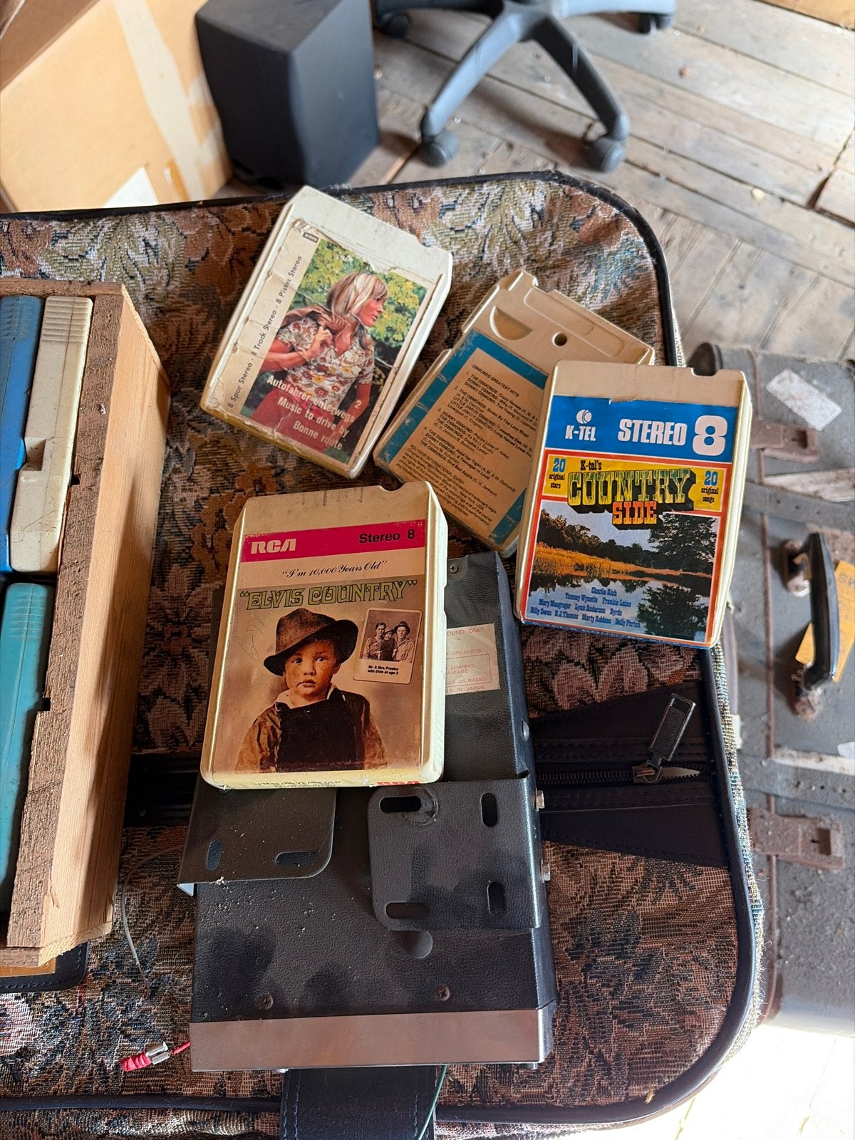 Vintage 8-track speler met diverse 8-track tapes, Ophalen of Verzenden, Gebruikt