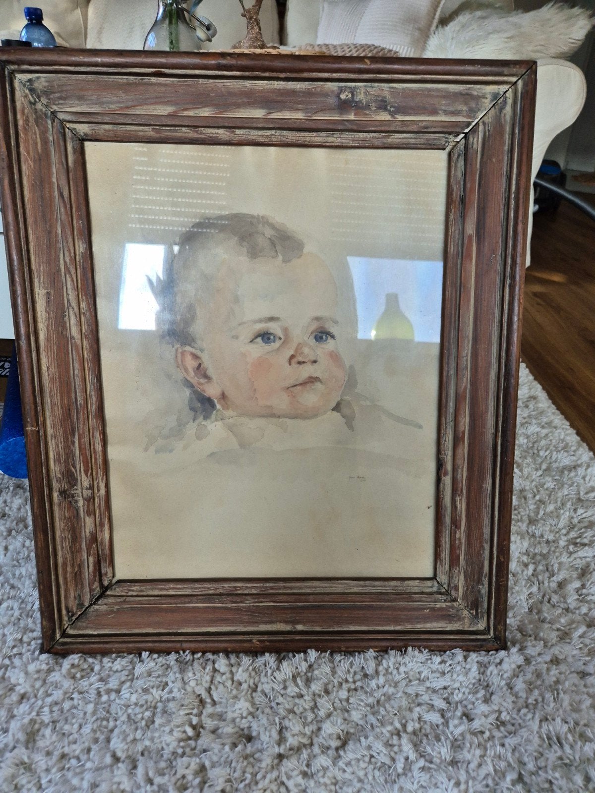 Aquarel schilderij van een onbekende kind namens Karin, Ophalen, Rechthoekig