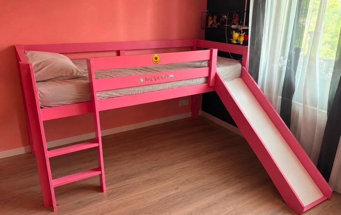 Hoogslaper met Glijbaan!, Huis en Inrichting, Slaapkamer | Stapelbedden en Hoogslapers, Ophalen, Gebruikt, Eenpersoons, Minder dan 160 cm