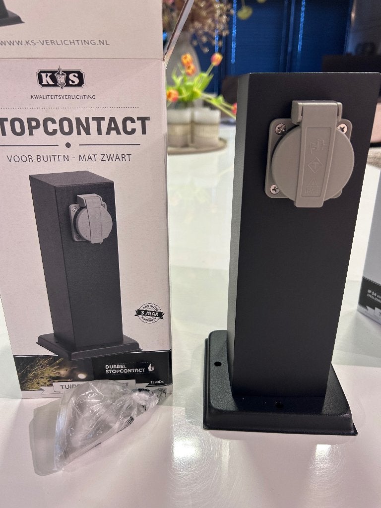 KS tuinstopcontact mat zwart nieuw 2 st., Minder dan 50 watt, Overige typen, Nieuw, Ophalen of Verzenden