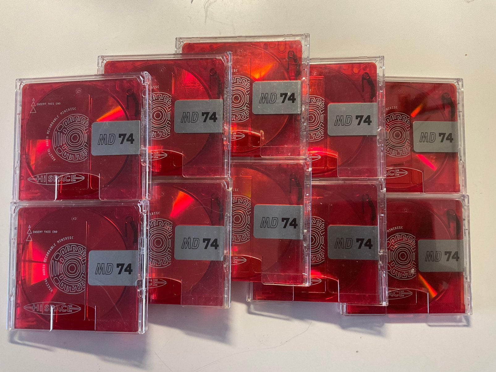 Minidisc’s. HISPACE. ROOD. 10x als nieuw  74 minuten, Ophalen of Verzenden, Discman