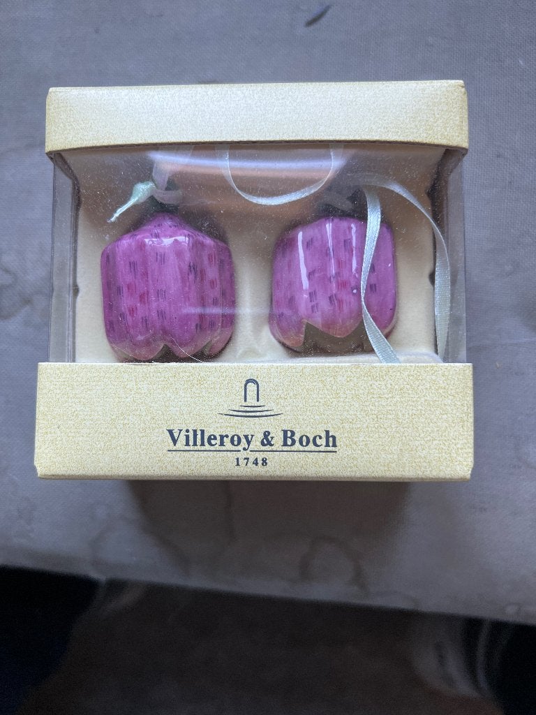 Set Van 2 Villeroy & Boch Mini Flower Bells - Paars - Nieuw, 4 cm, Steen/keramiek, Ophalen of Verzenden, Paars