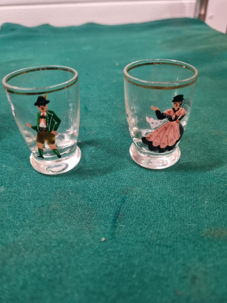 borrelglaasjes man vrouw vintage glas, Verzamelen, Glas en Borrelglaasjes, Ophalen of Verzenden, 'T Olde Gre-j, Info@toldegrej.nl
