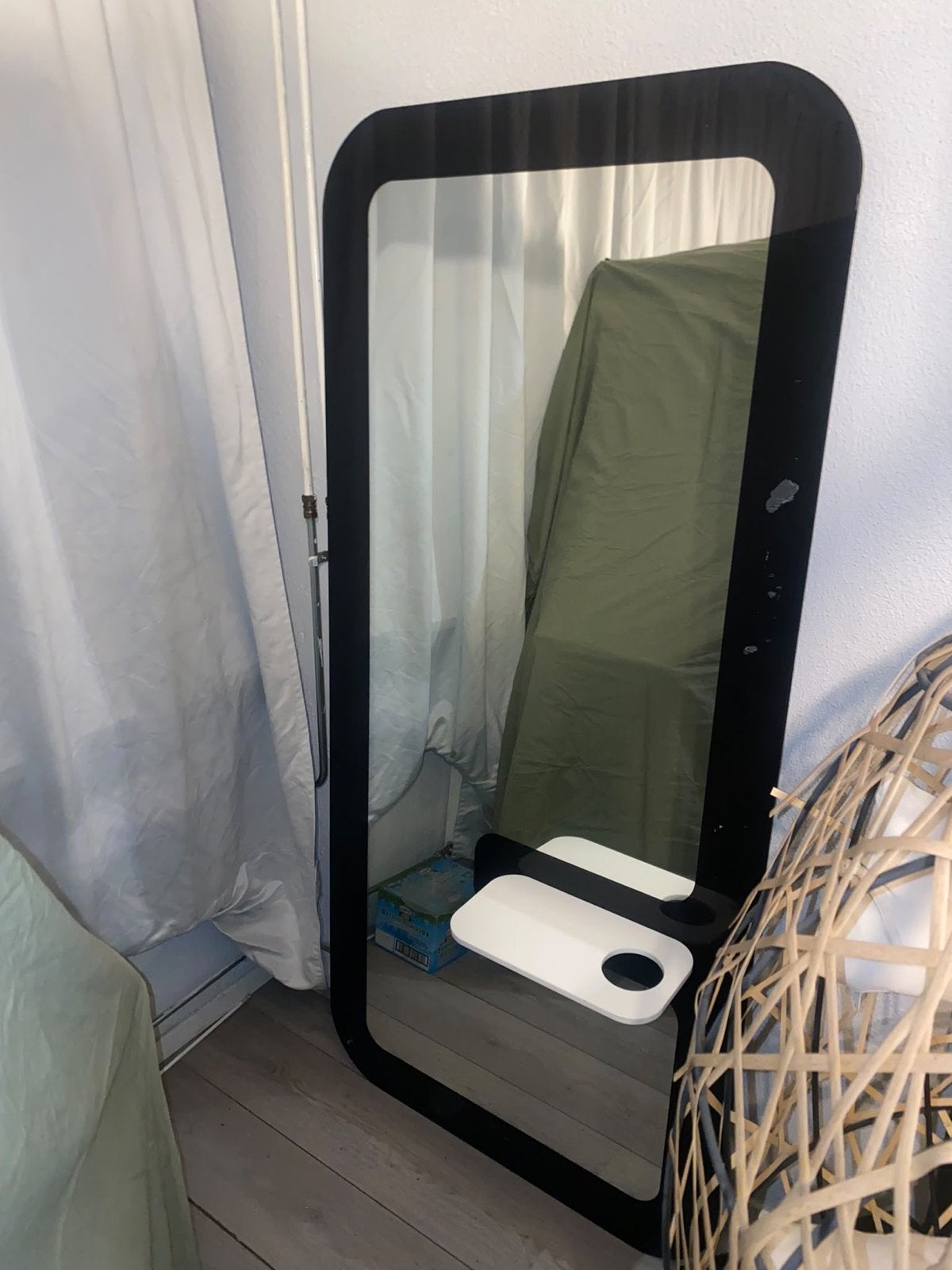 Grote kapperspiegel met plankje en ophangblokken, Huis en Inrichting, Ophalen, Minder dan 50 cm, Gebruikt, 150 tot 200 cm