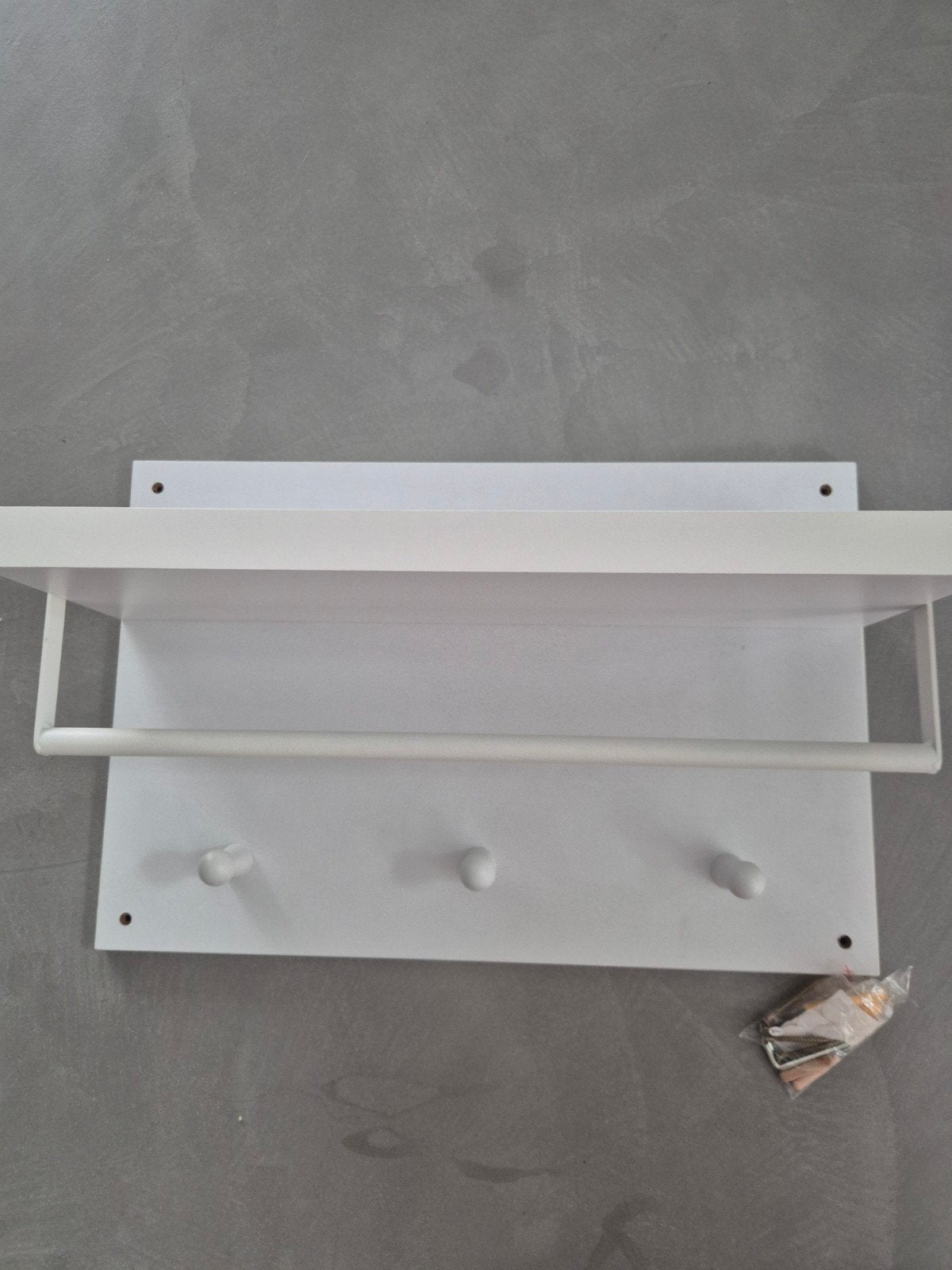 Nieuw Wandrek met Plank, Stang en 3 Haakjes - Wit, Ophalen, Nieuw