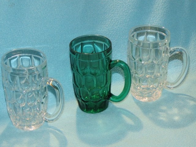 3 vintage dikke Franse bierglazen Arcoroc Duralex jaren 70, Ophalen of Verzenden