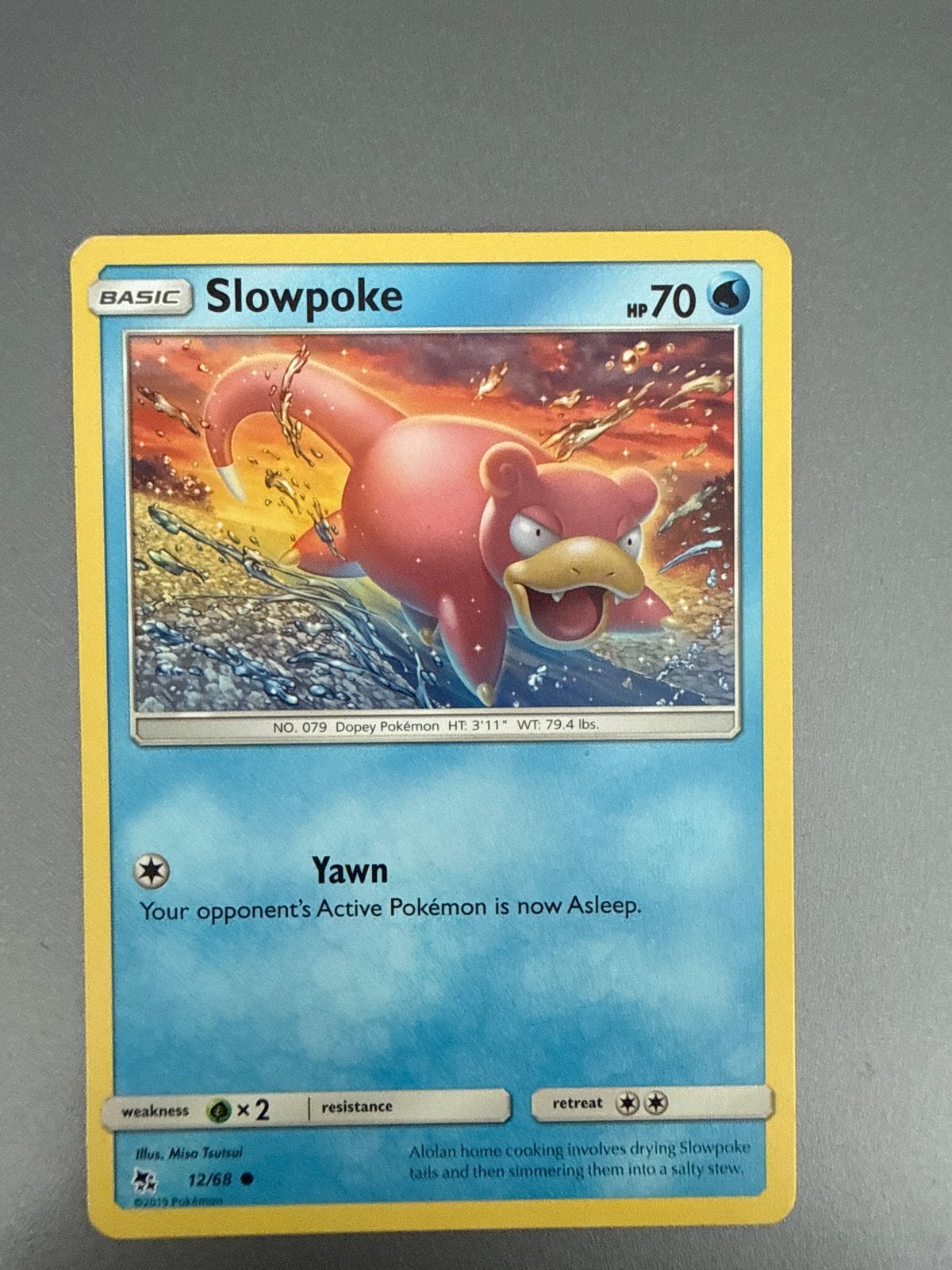 Slowpoke Pokémon Kaart - Basic, HP 70, 12/68, Ophalen of Verzenden, Zo goed als nieuw, Losse kaart