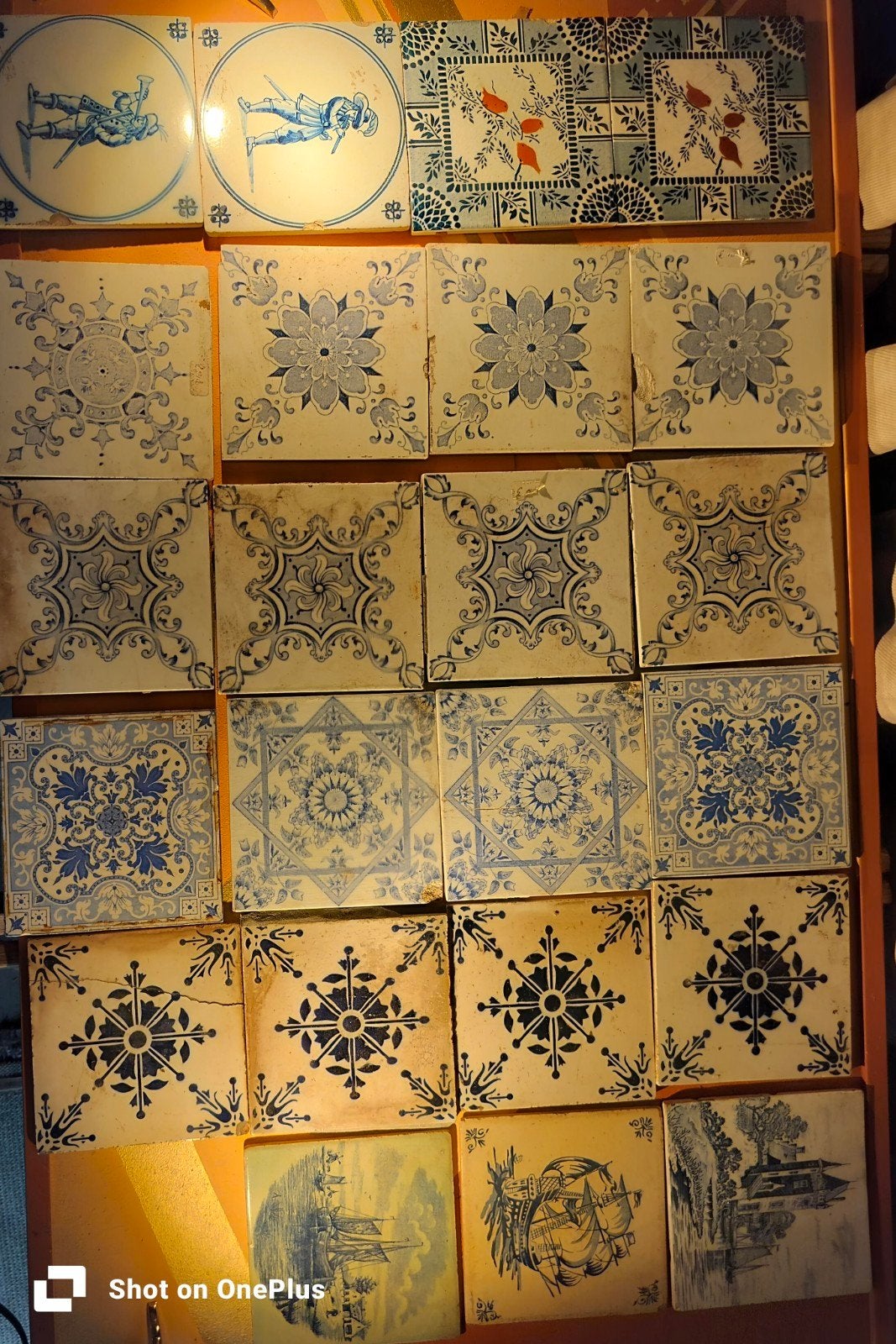 Set van diverse antieke Delfts blauwe tegels, Antiek en Kunst, Ophalen of Verzenden