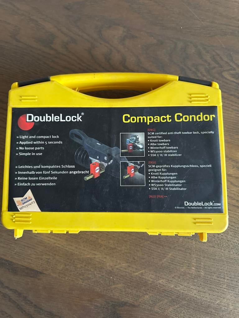 DoubleLock Compact Condor SCM gekeurd disselslot, Caravans en Kamperen, Caravan accessoires, Ophalen of Verzenden, Zo goed als nieuw