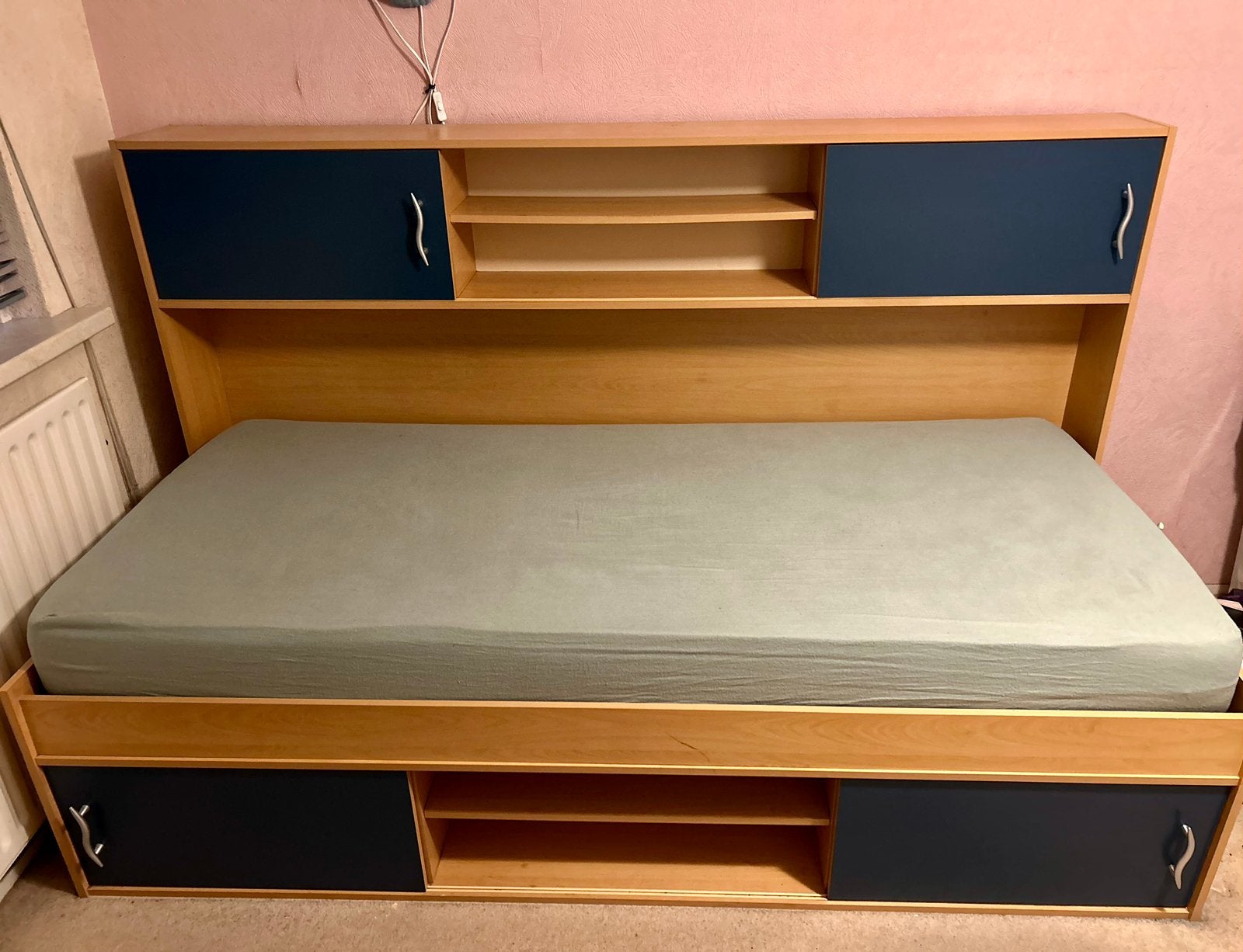 Bed (met of zonder bovenstuk), Huis en Inrichting, Ophalen, Gebruikt, 90 cm, Eenpersoons