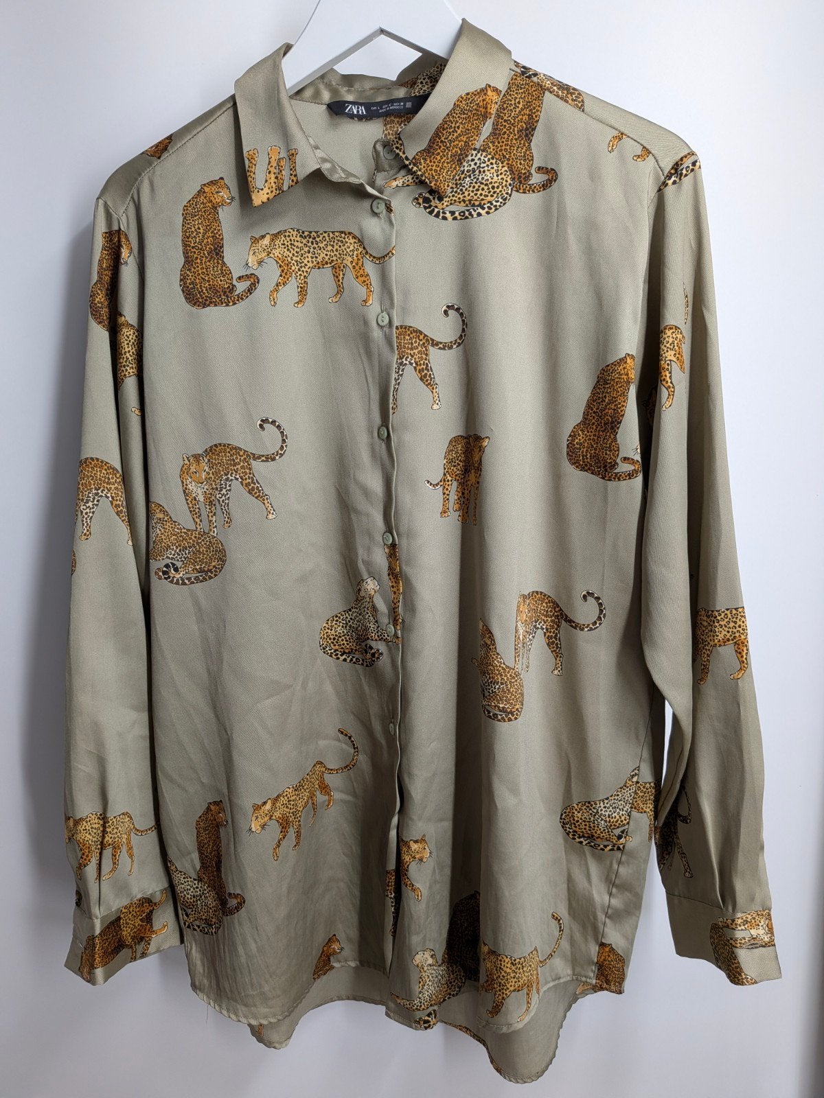 Zara panter blouse groen maat L (3167*), Kleding | Dames, Maat 38/40 (M), Zara, Zara, Ophalen of Verzenden