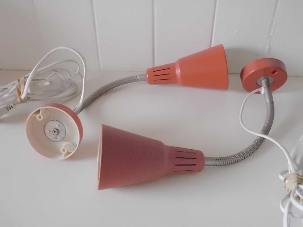 Set van 2 retro vintage IKEA KVART wandlampen rood, Bedlamp, IKEA, Roze, E14 (klein)