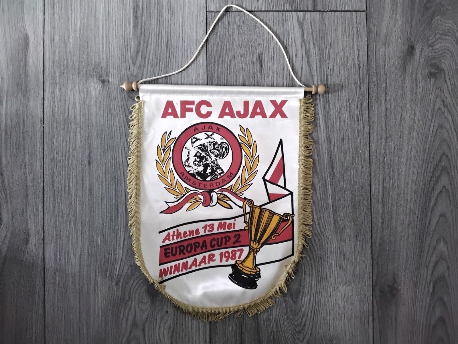 Grote vaan ajax winnaar Europacup 2 1987, Ophalen of Verzenden, Zo goed als nieuw, Ajax, Vaantje of Sjaal