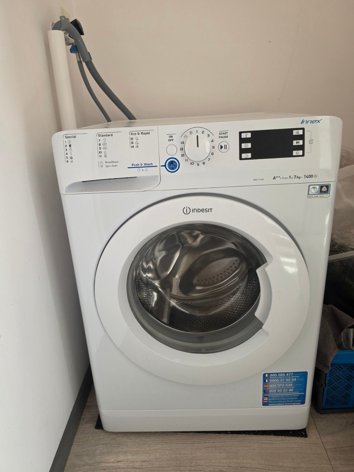 Indesit wasmachine 7 kg 1400 toeren – als nieuw – Rotterdam, Witgoed en Apparatuur, Ophalen, Bovenlader, Energieklasse A of zuiniger