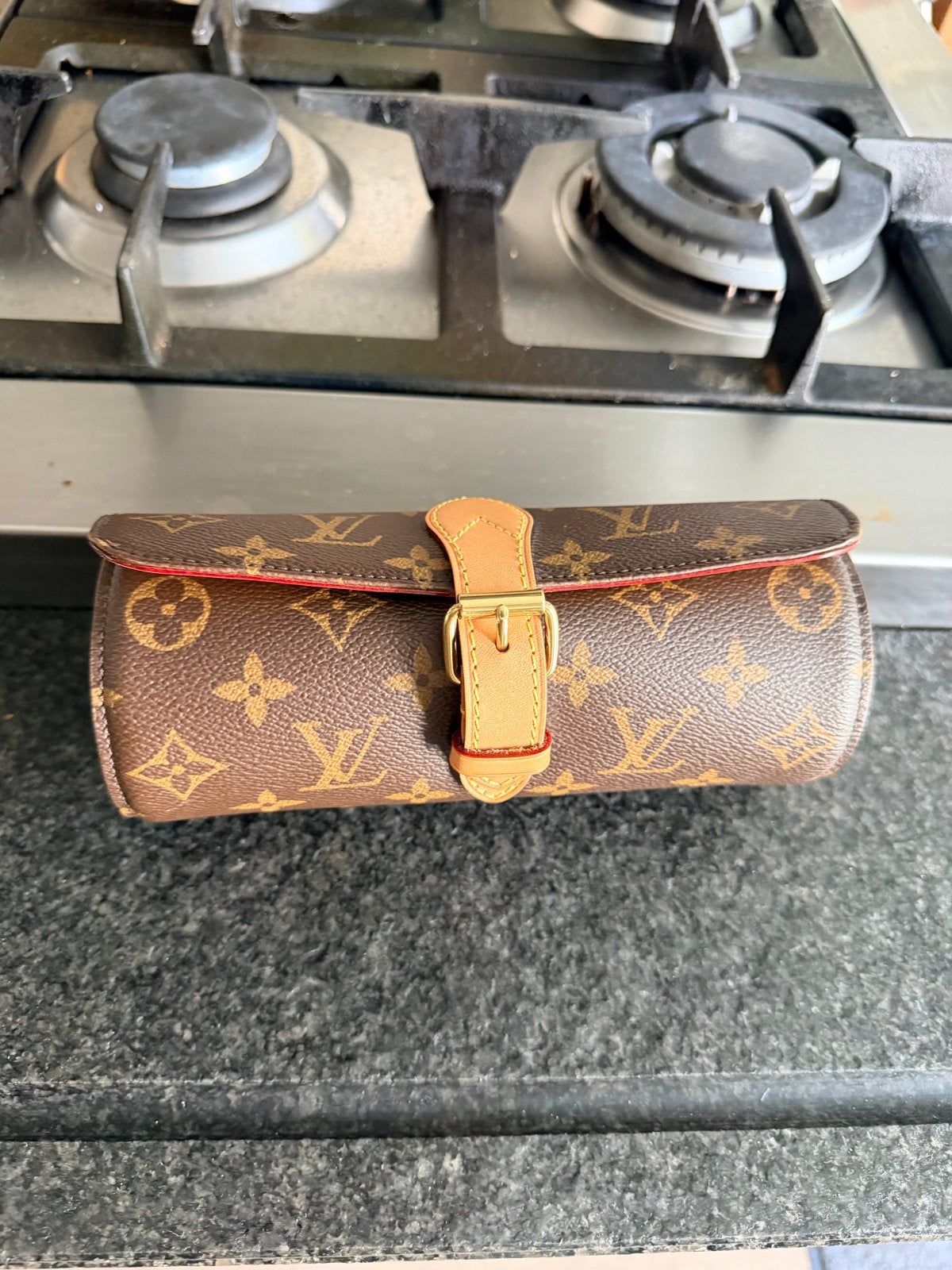 Louis Vuitton 3 watch etui Monogram met bon, Bruin, Minder dan 40 cm, Nieuw, Minder dan 35 cm
