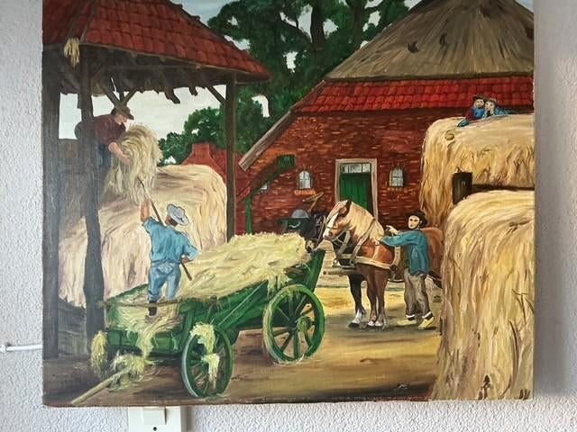 Oud Hollands Boerenleven schilderij (olieverf), Ophalen of Verzenden