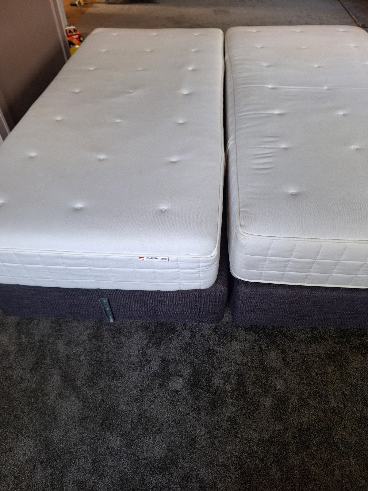 Zo goed als nieuwe 2-persoons boxspring met matrassen, Ophalen, Tweepersoons, Zo goed als nieuw, 180 cm