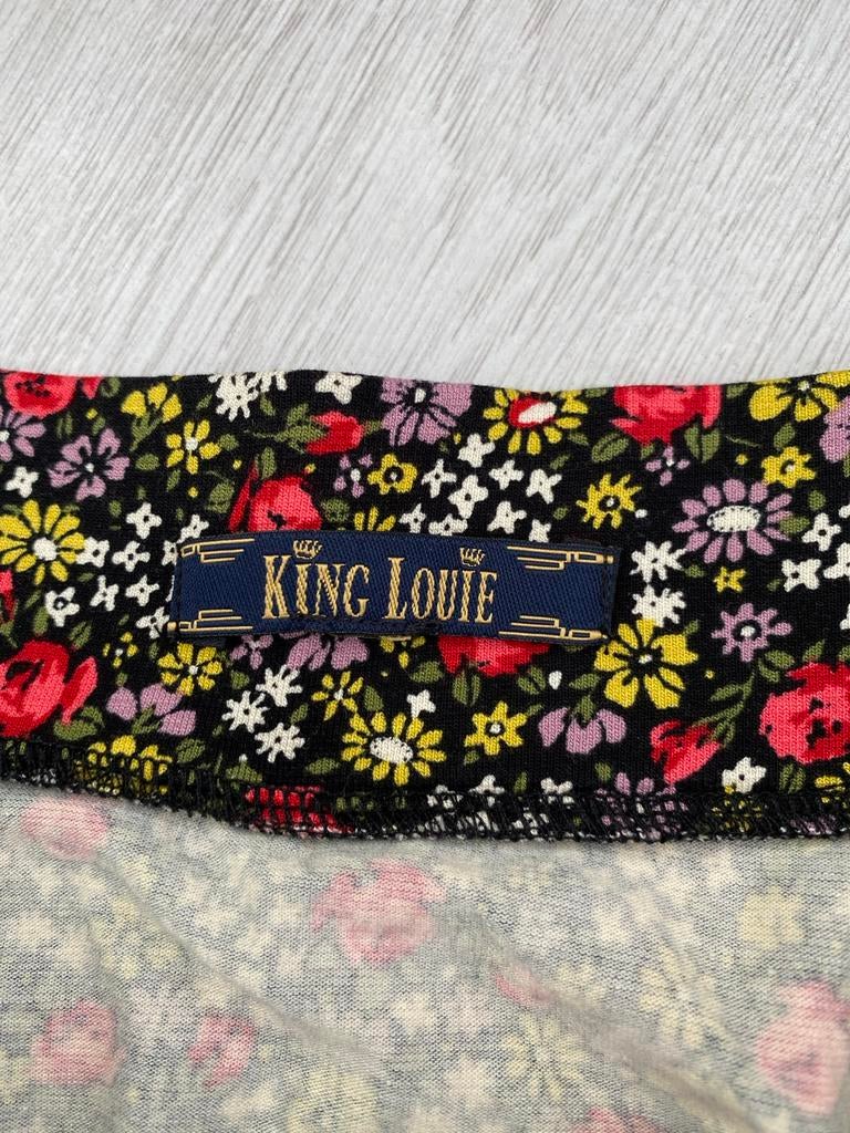 King Louie rok met bloemenprint, Zwart, Maat 42/44 (L), Ophalen of Verzenden, Knielengte