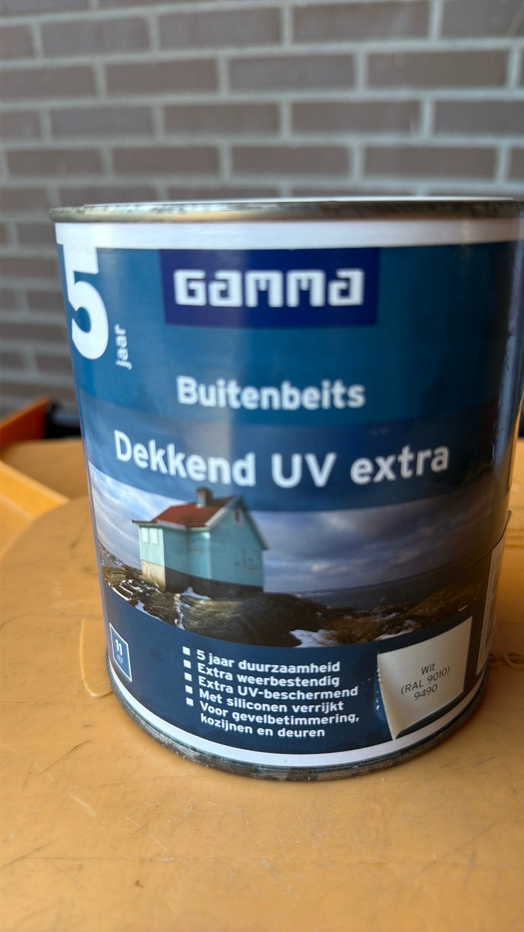 Buitenbeits Dekkend UV extra 750 ml RAL 9010, Ophalen, Zo goed als nieuw, Wit