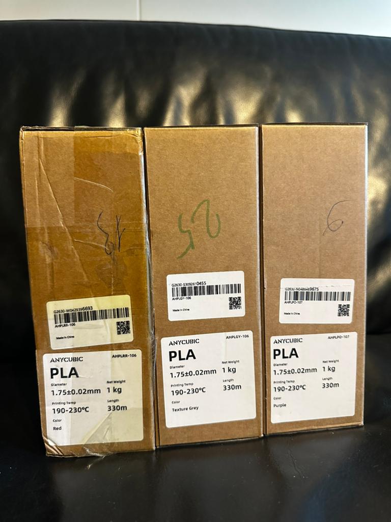 Filament PLA 6x 1kg sunlu anycubic zwart rood grijs geel, Computers en Software, 3D Printers, Ophalen of Verzenden, Nieuw, Filament