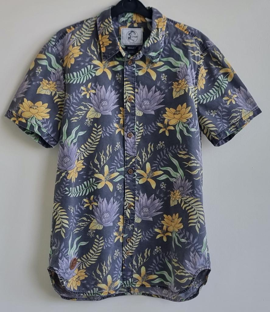 O Neill grijs overhemd met gekleurde prints mt. M, Kleding | Heren, Zo goed als nieuw, Grijs, O Neill, Halswijdte 39/40 (M)