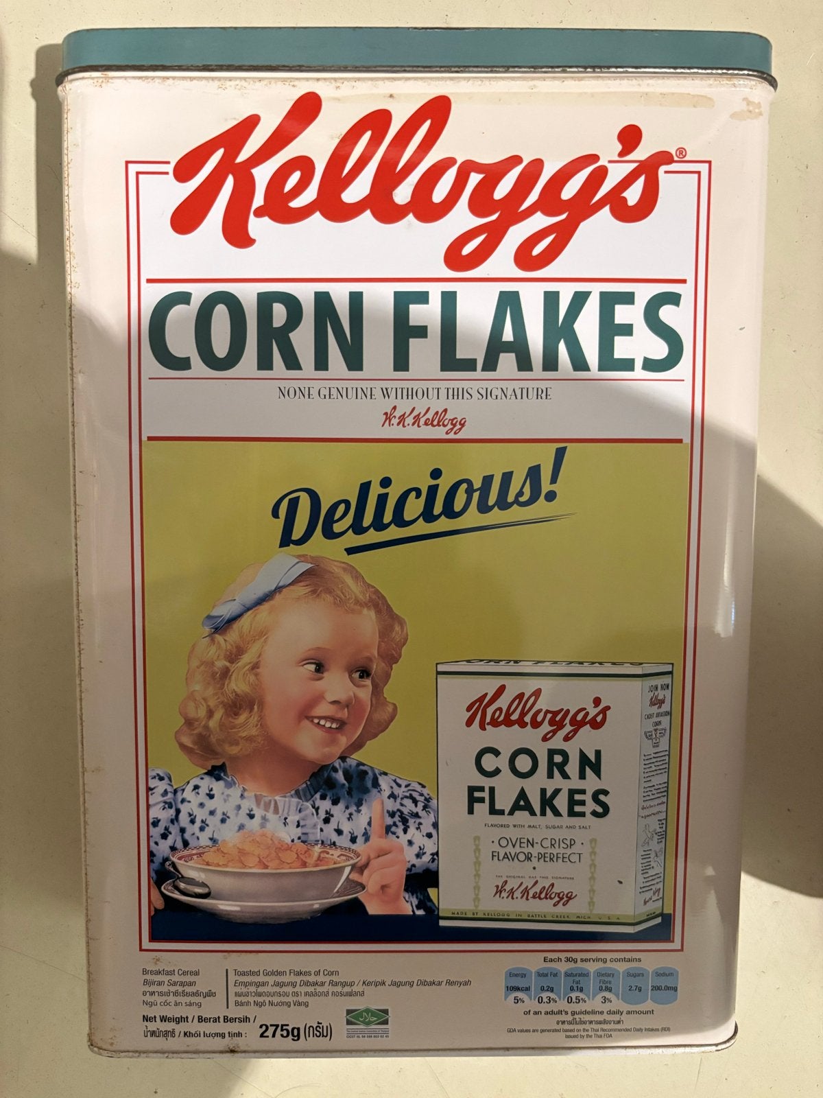 Vintage Kellogg's Corn Flakes Blikken trommel, Verzamelen, Ophalen of Verzenden, Overige, Overige merken
