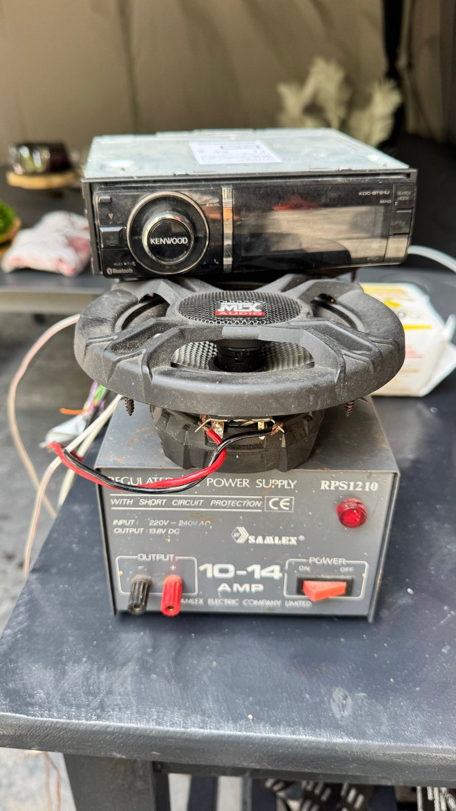 Kenwood autoradio, MTX speakers en Samlex voeding, Ophalen of Verzenden, Gebruikt