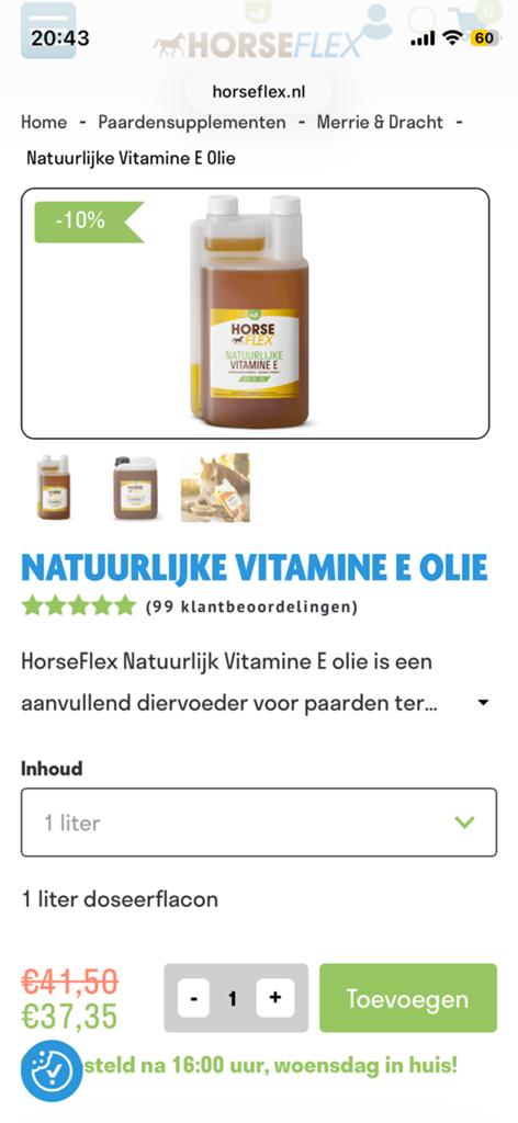 HorseFlex vitamine E olie, Dieren en Toebehoren, Ophalen of Verzenden, Hond
