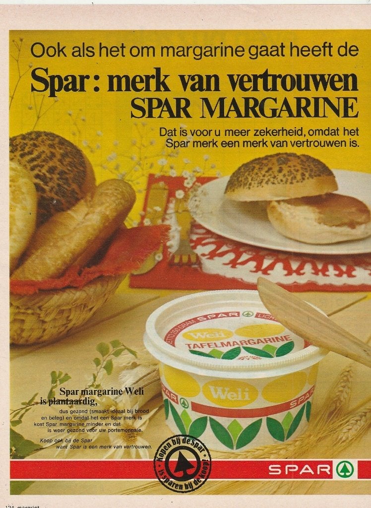 retro reclame 1971 Spar supermarkt margarine lunch, Verzenden, Overige typen