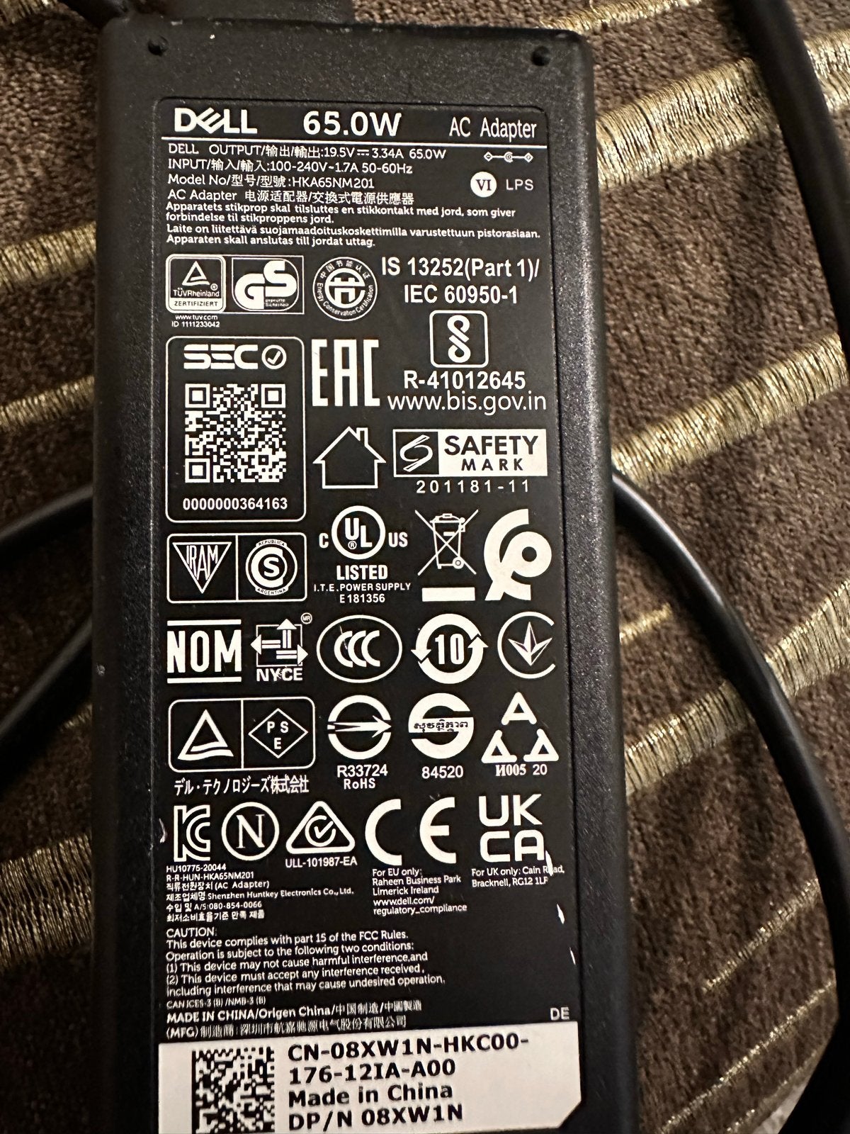 Dell 65W AC Adapter Oplader (HK65NM201), Computers en Software, Laptop-opladers, Gebruikt, Ophalen of Verzenden
