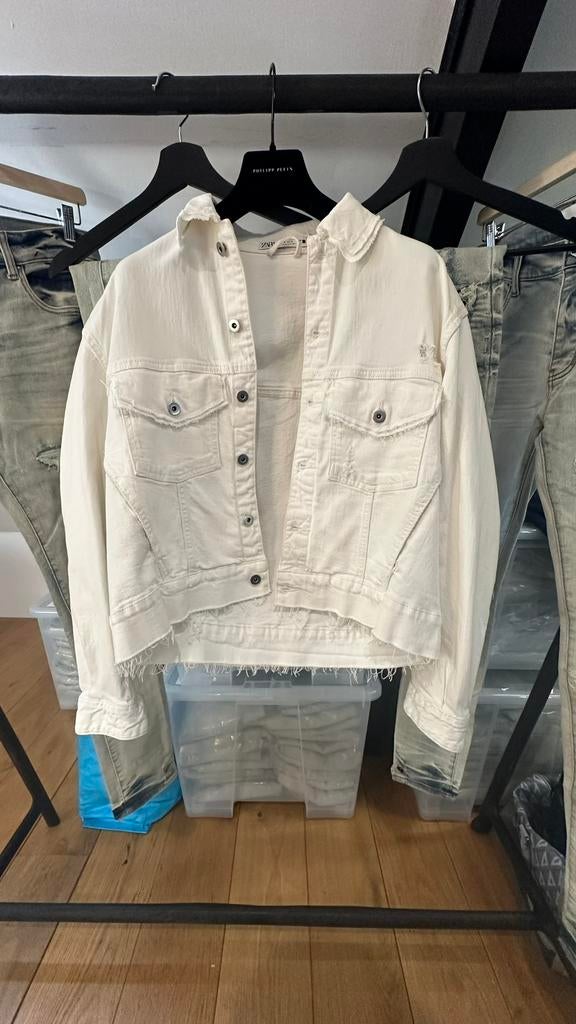 Zara denim jas Maat S Wit, Ophalen of Verzenden, Zo goed als nieuw, Maat 36 (S), Wit