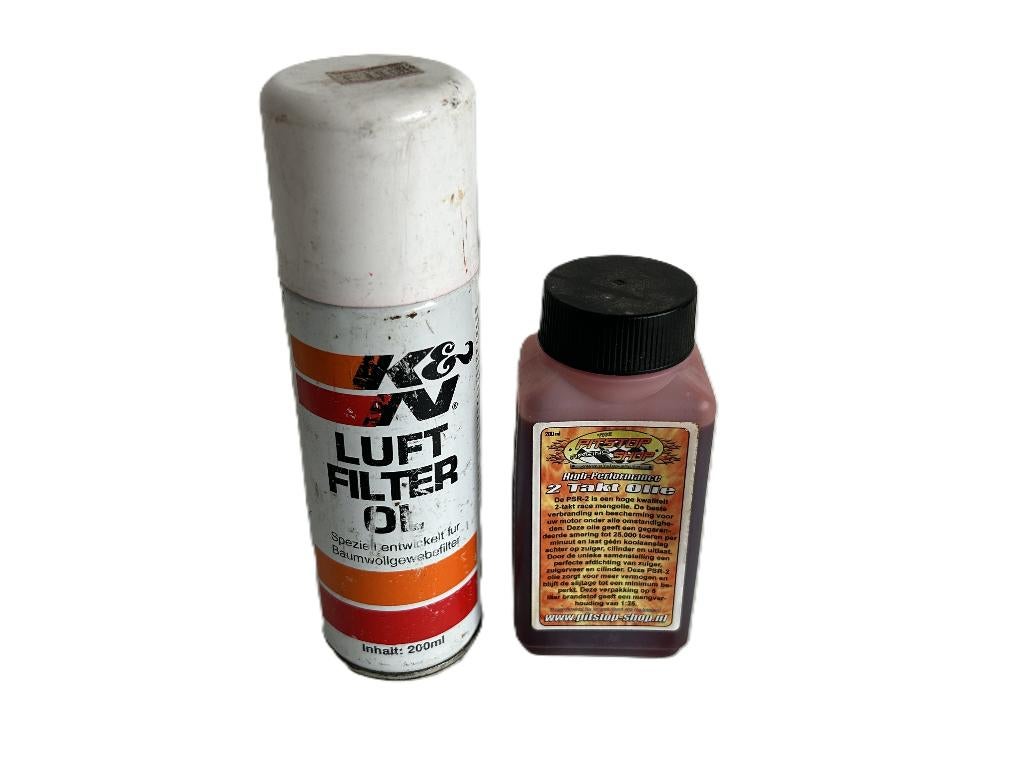 2 takt olie en luchtfilter spray K&N FG 1/5 rc auto, Benzine, Gebruikt, Ophalen of Verzenden, Onderdeel