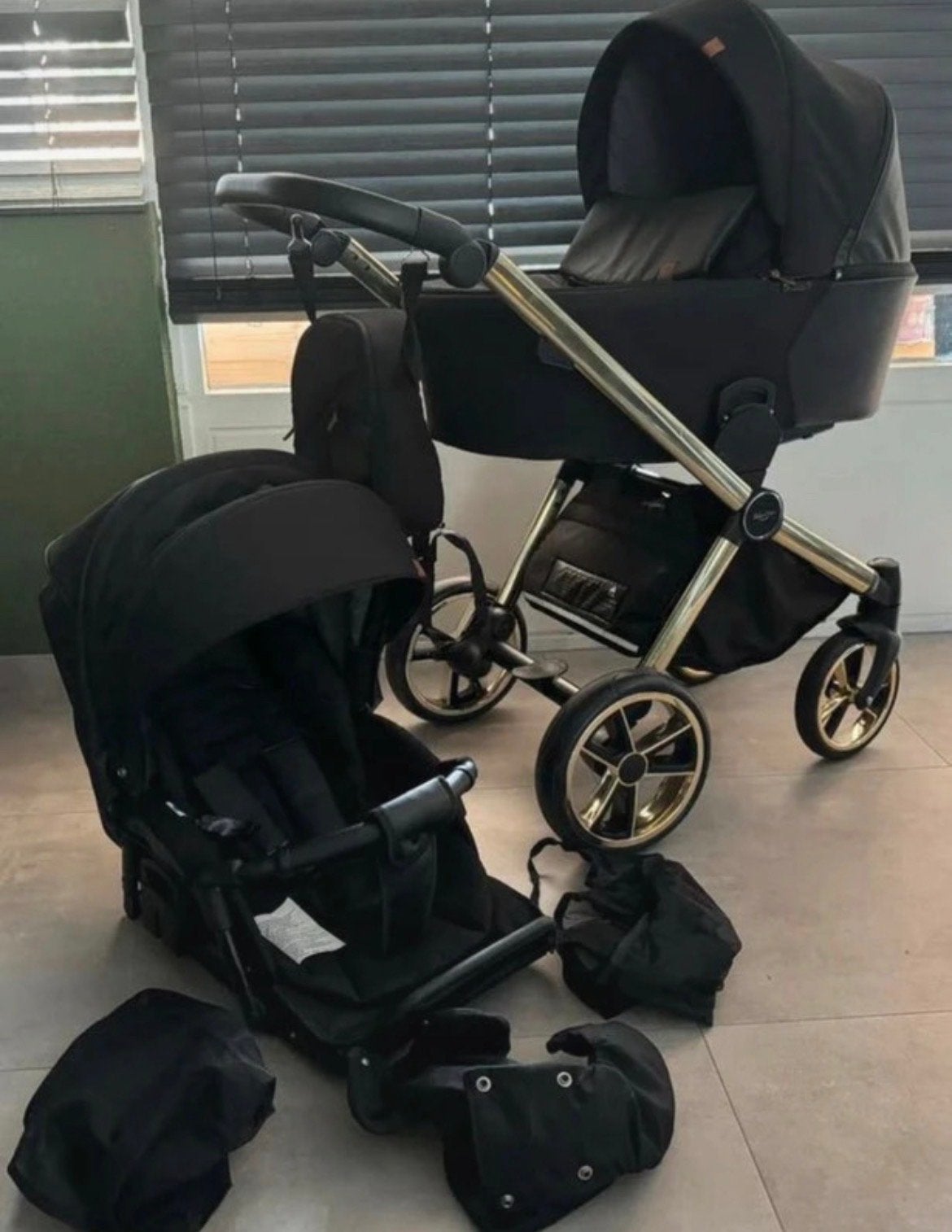 Baby Merc La Noche Limited 3-in-1 Kinderwagen Zwart/Goud, Zo goed als nieuw, Combiwagen, Met autostoeltje, Ophalen
