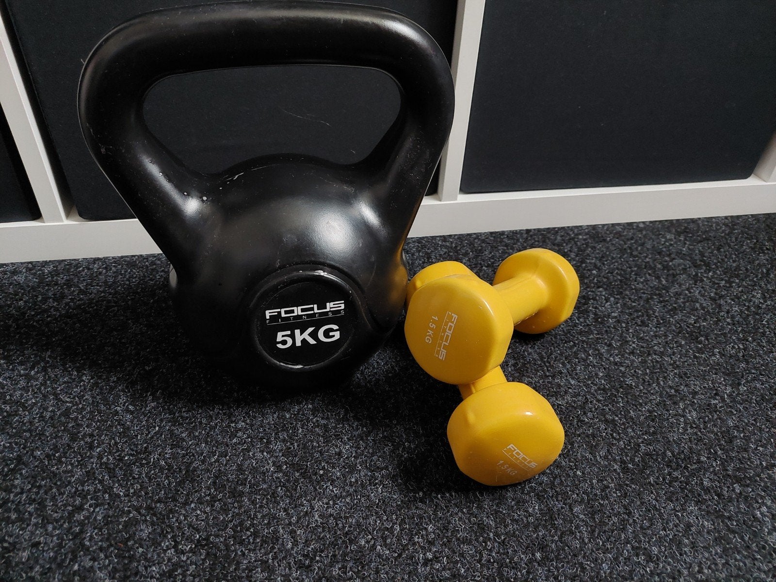 focus fitness set zgan kettlebell en dumbells, Ophalen, Zo goed als nieuw, Kettlebell