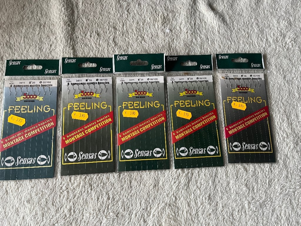 adv 100 / NIEUW set 5 pakjes onderlijnen SENSAS, Ophalen of Verzenden, Nieuw, Haak