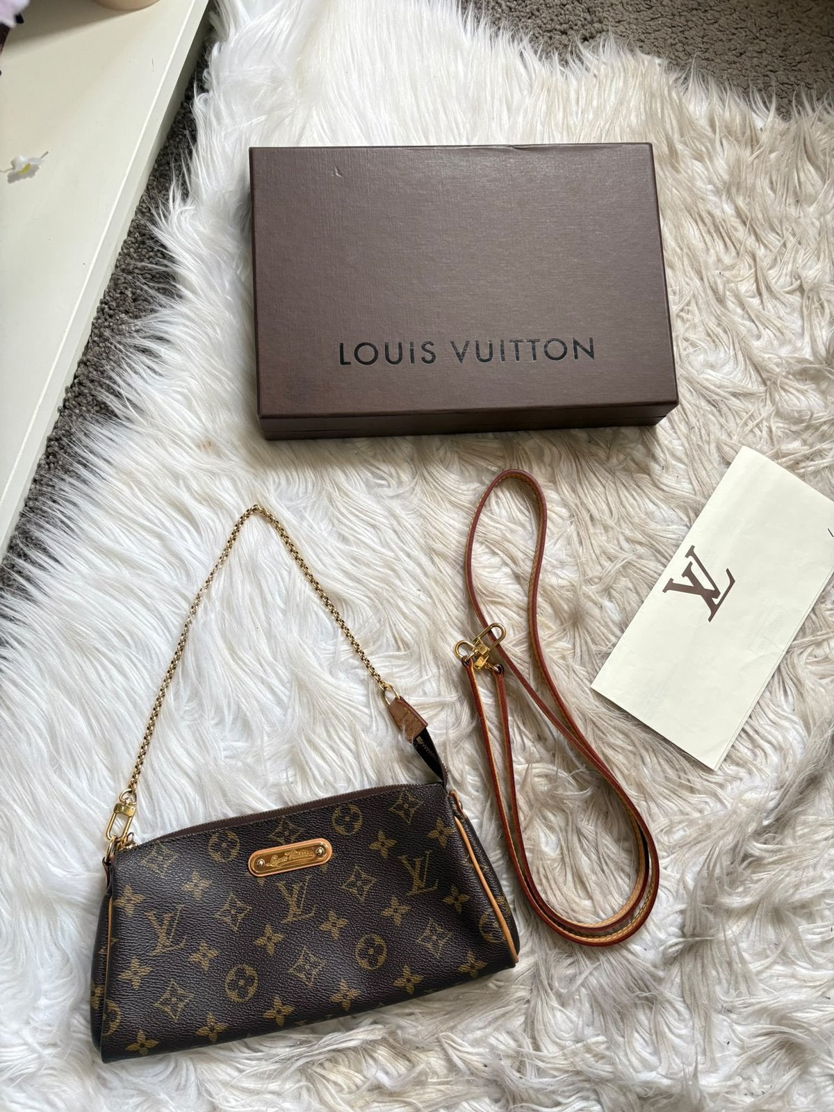 Louis Vuitton Tas Eva Monogram Canvas Origineel + Factuur, Ophalen of Verzenden, Zo goed als nieuw, Bruin, Handtas