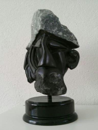 "GRIZZLY JOE - BEELD uit NATUURSTEEN - uniek, handgemaakt., Ophalen, Steen of Keramiek, Beeld, Klassiek
