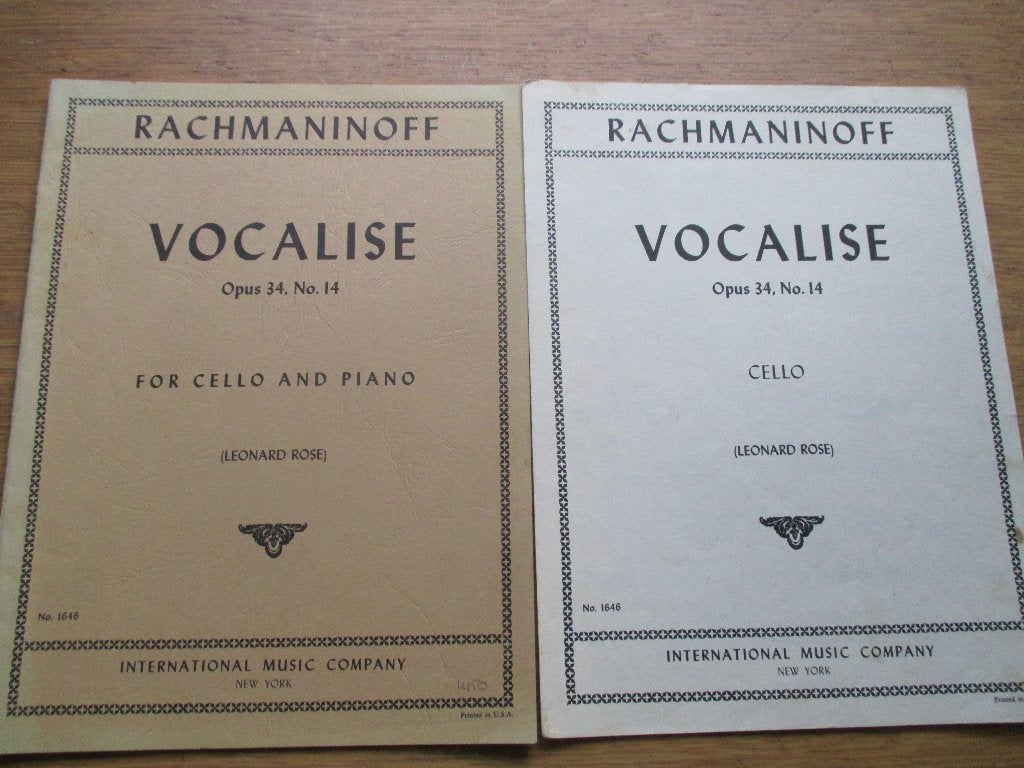 RACHMANINOFF - VOCALISE OP.234 NO.14 - CELLO EN PIANO, Cello, Klassiek, Ophalen of Verzenden, Zo goed als nieuw