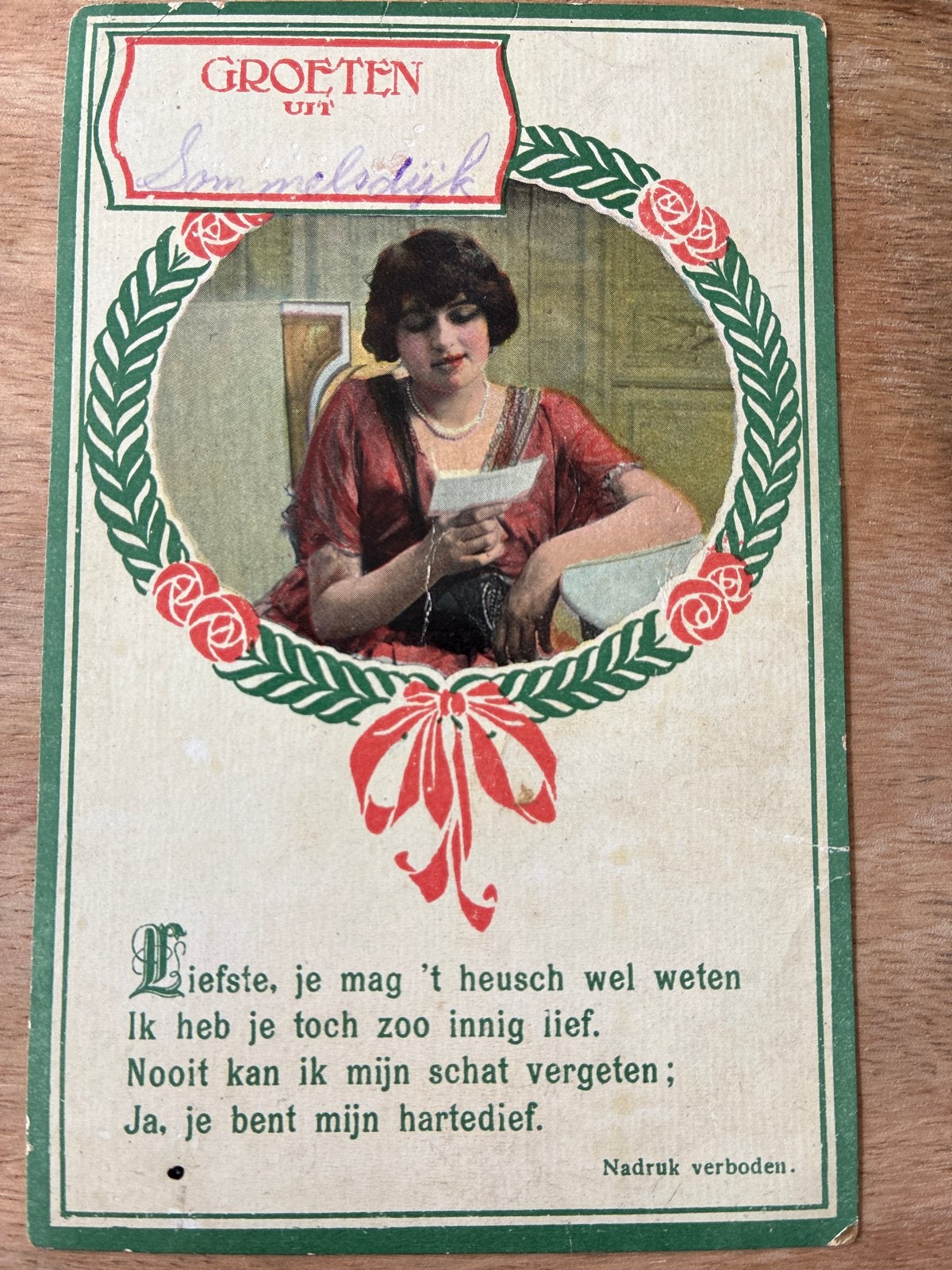 Oude ansichtkaart: Groeten uit Sommelsdijk - Liefde, Verzamelen, Ophalen of Verzenden, Voor 1920, Gelopen, Zuid-Holland