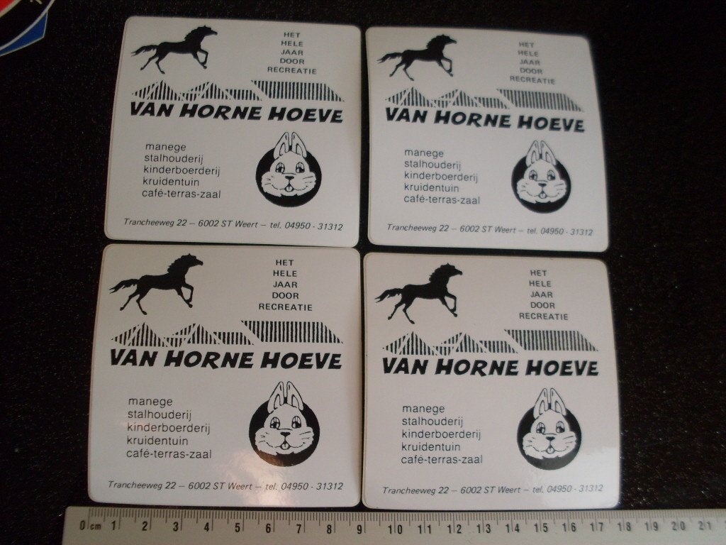 4x sticker van horne hoeve weert logo manege stalhouderij, Verzenden, Zo goed als nieuw, Bedrijf of Vereniging
