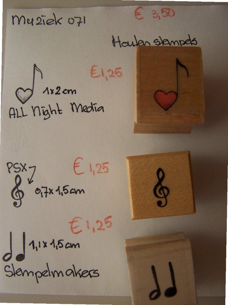 Muziek 071 Houten stempel, Hobby en Vrije tijd, Stempelen, Ophalen of Verzenden, Gebruikt, Houten stempel