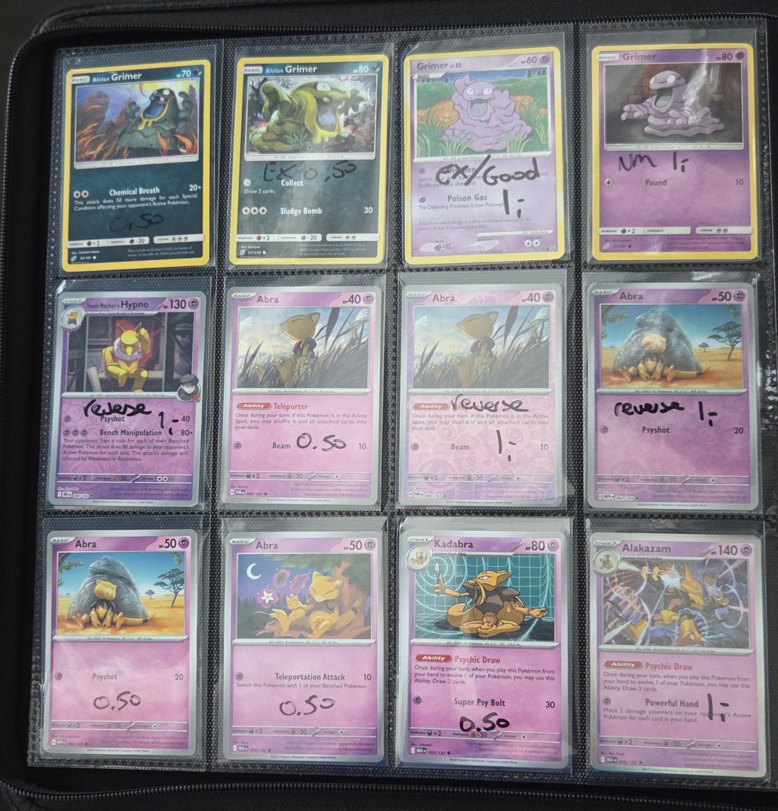 Grimer, Hypno, Abra, Kadabra, Alakazam - prijs per kaart, Ophalen, Gebruikt, Meerdere kaarten