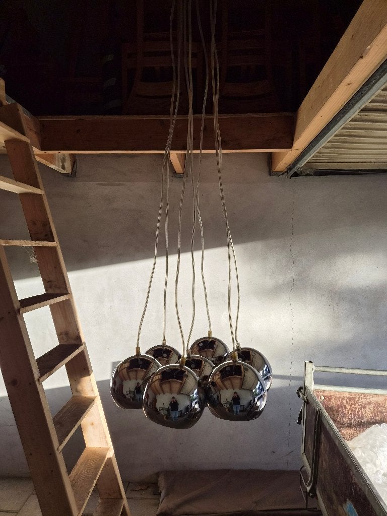 Hanglamp met 7 bollen, Ophalen of Verzenden, Zo goed als nieuw, Metaal, E27 (groot)