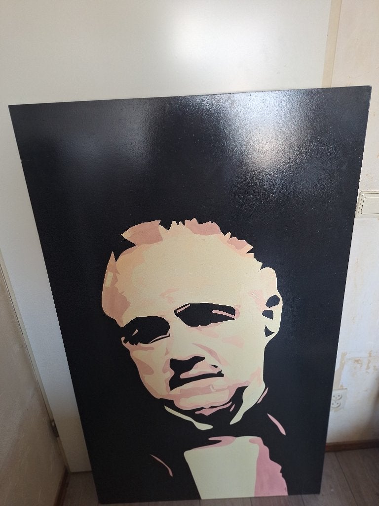 2 grote maffia schilderijen op hout – The Godfather Pop Art, Ophalen, Gebruikt, Schilderij